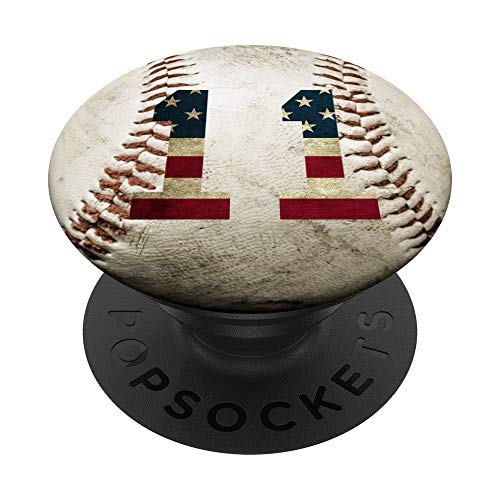 Baseball number 11 with American USA flag phone stand PopSockets PopGrip: Swappable Grip for Phones & Tablets