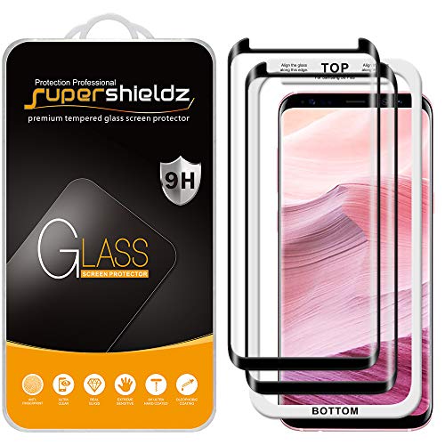 (2 Pack) Supershieldz Designed for Samsung (Galaxy S8 Plus) Tempered Glass Screen Protector with (Easy Installation Tray) Anti Scratch, Bubble Free (Black)
