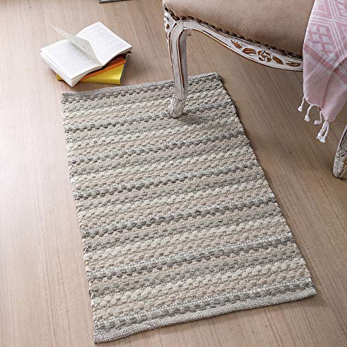 Chenille Area Rugs 2×3′- Linen Combo with Soft Absorbent,Handmade from Cotton, Unique for Bedroom, Living Room, Kitchen, Nursery and More,Entry Way Rug,Kitchen Rug
