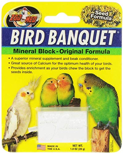 Zoo Med Bird Banquet Mineral Block – Original Seed Formula Small – 1 Block – 1 oz – Pack of 2
