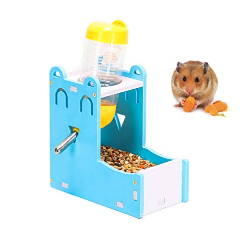 2 in 1 Hamster Hanging Water Bottle Pet Auto Dispenser with Base for Hamster Rat Mouse (125ML)