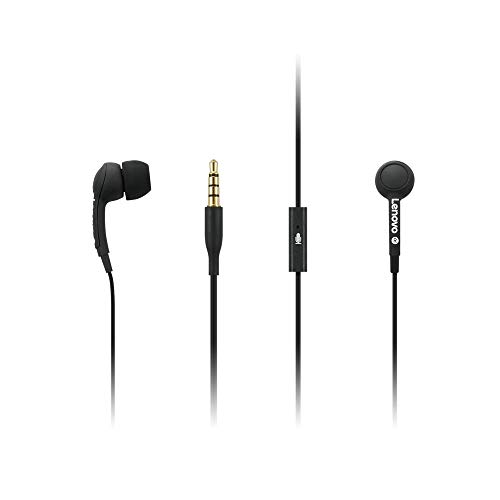 Lenovo 100 in-Ear Headphone, Wired, Microphone, Noise Isolating, 3 Ear Cup Sizes, Windows, Mac, Android, GXD0S50936, Black