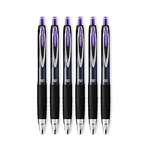 Uni-Ball Signo 207 Retractable Gel Ink Pens, 0.7mm, Medium Point, 6-Count (Purple, Medium)