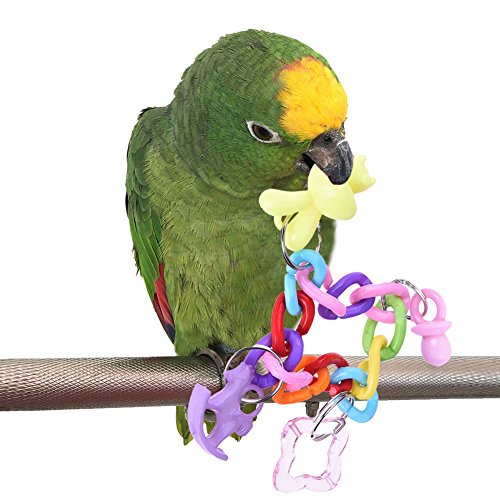 Shuohu Bird Chew Bite Toy Colorful Pet Bird Parrot Parakeet Cockatiel Bracelet Cage Decor Random Color