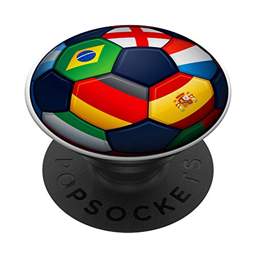 Cute Soccer Ball Soccerball With Flags Football Goal Gifts PopSockets Swappable PopGrip