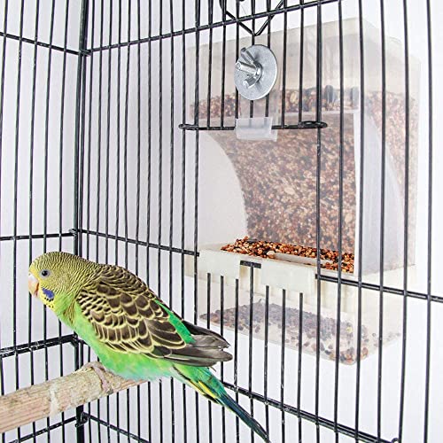 Parrot Automatic Feeder,No-Mess Bird Feeder,Cage Accessories for Budgerigar Canary Cockatiel Finch Parakeet Seed Food Container by Old Tjikko (Screw-Fixed Bird Feeder)