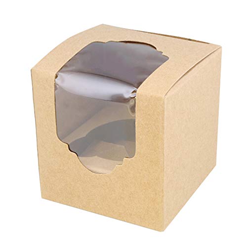Spec101 Mini Cupcake Holders – 50 Pk Individual Cupcake Boxes with Inserts, 2.5 Inch To Go Cupcake Containers, Brown
