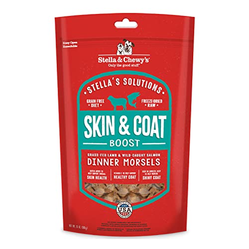 Stella & Chewy’s – Stella’s Solutions Skin & Coat Boost – Grass-Fed Lamb & Wild-Caught Salmon Dinner Morsels – Freeze-Dried Raw, Protein Rich, Grain Free Dog Food – 13 oz Bag