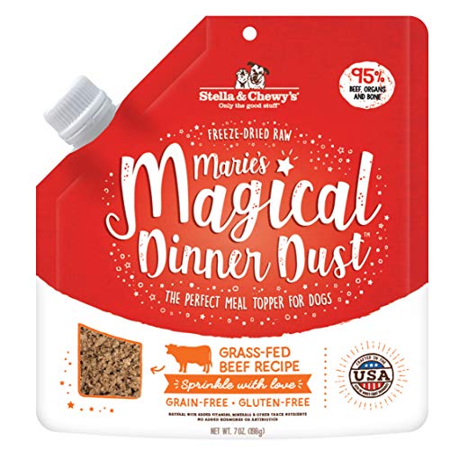 Stella & Chewy’s Freeze-Dried Raw Marie’s Magical Dinner Dust – Protein Rich, Grain Free Dog & Puppy Food Topper – Grass-Fed Beef Recipe – 7 oz Bag
