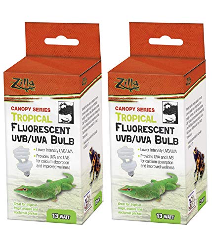 Zilla Canopy Series Tropical Fluorescent UVB/UVA Bulb 1 Count – Pack of 2