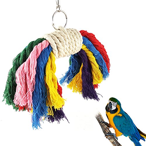 Shuohu Parrot Cage Decor,Colorful Cotton Rope Pet Bird Chew Climb Biting Hanging Toy Clearance Random Color