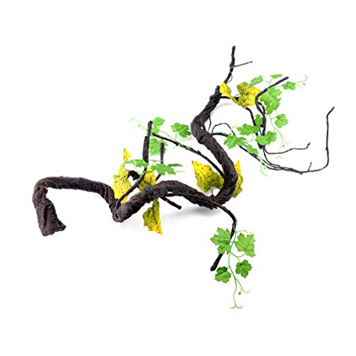 POPETPOP Reptile Vines for Climbing-Artificial Jungle Forest Bend Branch Terrarium Cage Habitat Decor for Lizard Spider Chameleon Snakes Gecko Frogs Small Pet