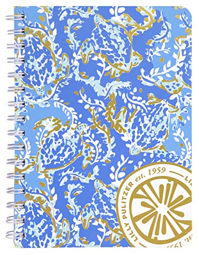 Lilly Pulitzer Women’s Blue Mini Spiral Notebook, 8.25″ x 6.5″ with 160 College Ruled Pages, Turtley Awesome