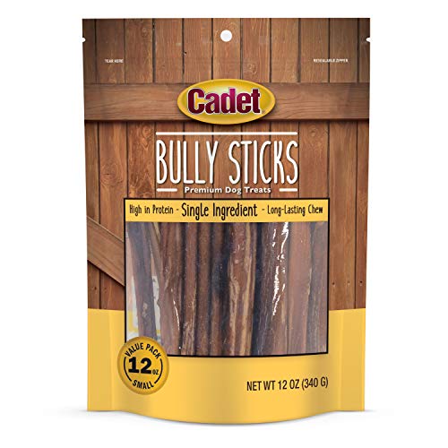 Cadet Bully Sticks for Dogs – All-Natural, Long-Lasting Grain-Free Dog Chews – Bully Sticks for Small, Medium, and Large Dogs – Dog Treats for Aggressive Chewers (12 oz.)