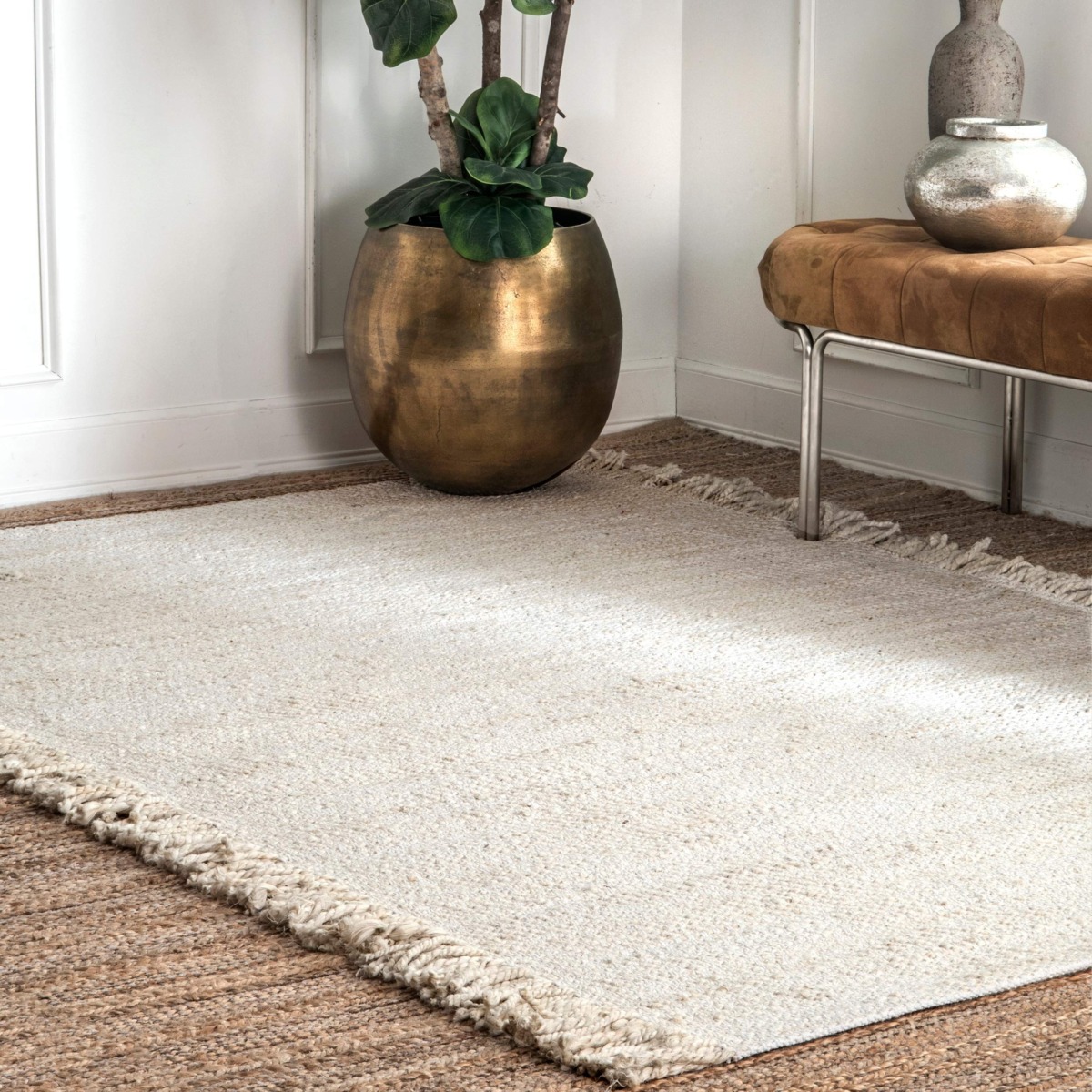 nuLOOM Fenella Flatweave Jute Area Rug, 5′ x 8′, Ivory | The Storepaperoomates Retail Market - Fast Affordable Shopping
