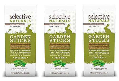 Supreme Petfoods 3 Pack of Selective Naturals Garden Sticks Rabbit Treats, 2.1 Ounces each, with Pea and Mint