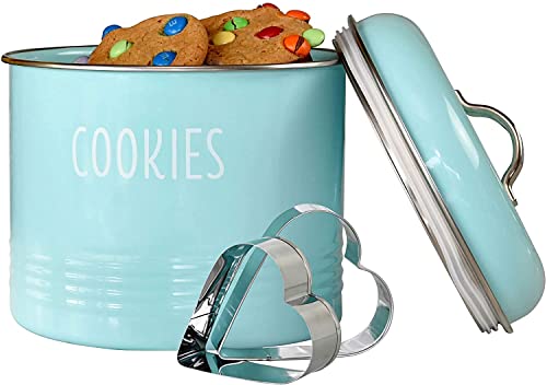 OUTSHINE Mint Cookie Jar with Airtight Lids | Farmhouse Cookie Jar Antique Design | Cookie Time Cookie Jar From Friends | Vintage Cookie Jars for Kitchen Counter | Decorative Snack Storage for Pantry