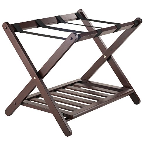 Winsome Solid Wood Remy Luggage Rack with Shelf in Cappuccino