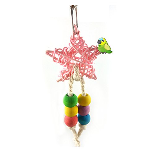 Shuohu Climbing Parrot Toy,Colorful Bead Bird Five-Point Star Shape Cage Swing Chewing Clearance Random Color