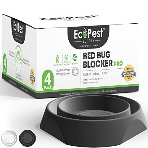 Bed Bug Interceptors – 4 Pack | Bed Bug Blocker (Pro) Interceptor Traps (Black)