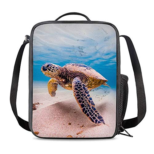VunKo Sea Turtle Insulated Lunch Bag for School Work Office Picnic Ocean Hawaii Tote Lunch Box Containers for Adults and Kids Compact Reusable Cooler Bag with Shoulder Strap