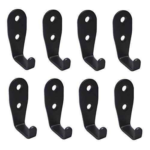 MY MIRONEY 2.5″ x 1″ L Shape Coat Hooks Stainless Steel Single Hook Robe Hook Pots and Pans Hanger Wall Mounted Pack of 8
