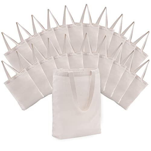 Sublimation Tote Bags Blanks – 20 Pack Medium Cotton Reusable Bag with Handles, Blank Natural Cotton for Gifts, Presents, Crafting, Design Ideas, Small Businesses, Retail, in Bulk – 14.5×15.75x 3.5