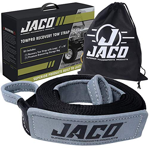 JACO 4X4 TowPro Recovery Tow Strap – 3″ x 30′ | Off Road Towing & Recovery Strap (31,542 lbs)