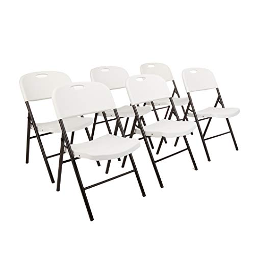 Amazon Basics Folding Plastic Chair with 350-Pound Capacity – 6-Pack, White