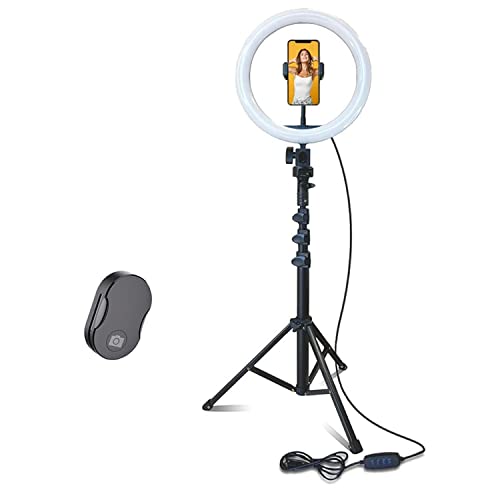 Fugetek 12″ Selfie Ring Light Tripod Kit, Phone Holder, Bluetooth Remote, Aluminum Stand Extends to 51″, USB Powered, Compatible with iPhone & Android, 3 Color Modes, Video, Photos, Makeup, TikTok