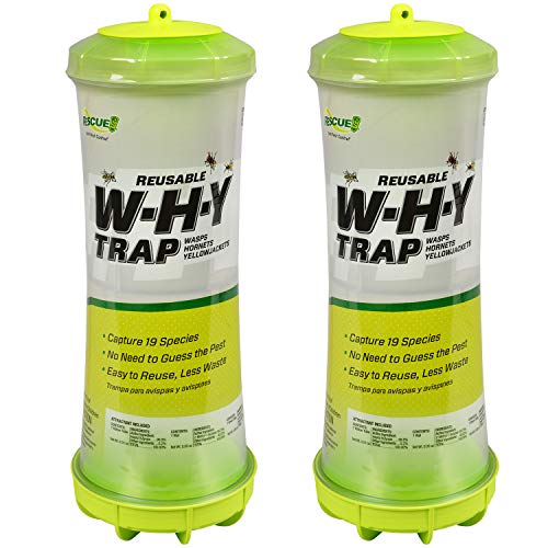 RESCUE! WHY Trap for Wasps, Hornets, & Yellowjackets – Hanging Outdoor Trap – 2 Traps