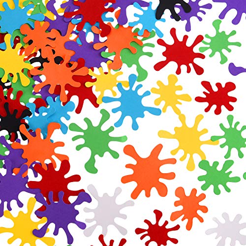 200 Pieces Paint Splatter Confetti Art Paint Splash Table Confetti for Art Birthday Party Decorations, 8 Colors