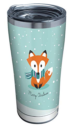 Tervis Triple Walled Christmas Fox Insulated Tumbler Cup Keeps Drinks Cold & Hot, 20oz, Stainless Steel