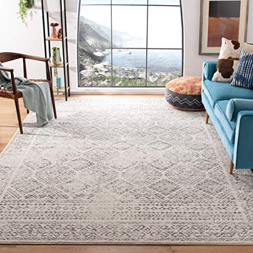 SAFAVIEH Tulum Collection 5’3″ x 7’6″ Ivory/Grey TUL264A Moroccan Boho Distressed Non-Shedding Living Room Bedroom Dining Home Office Area Rug