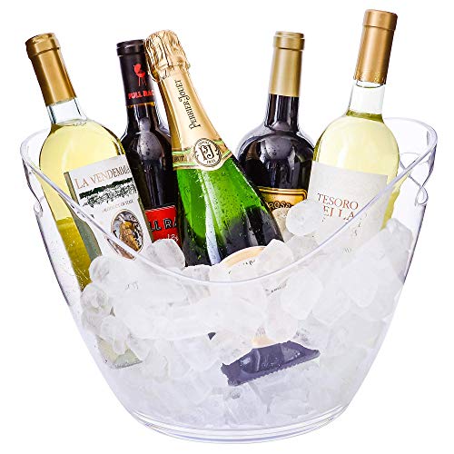 Raincol Ice Bucket Clear Acrylic 8 Liter Plastic Tub For Drinks and Parties, Food Grade, Holds 5 Full-Sized Bottles and Ice 1