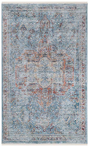 SAFAVIEH Victoria Collection 2’2″ x 4′ Navy / Red VIC904N Vintage Traditional Distressed Accent Rug