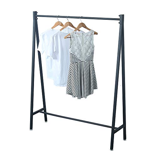OLDRAINBOW Urban Iron Clothing Racks 59in,Commercial Clothes Racks for Hanging Clothes,Modern Metal Garment Rack,Retail Display Rack Standing Clothes Rack(Black)