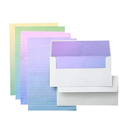 QingLanJian Graduated Color Stationary Paper and Envelopes Set-32 Sheets Writing Paper + 16 Envelopes
