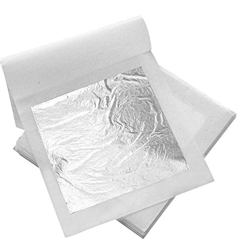 20Pcs Silver Leaf Sheets 2.4″x2.4″ Edible Silver Leaf Pure Silver Leaf for Beauty Routine and Makeup, Bakery and Pastry,Cake Decoration, Chocolates and Gilding DIY Art and Craft Work Furniture