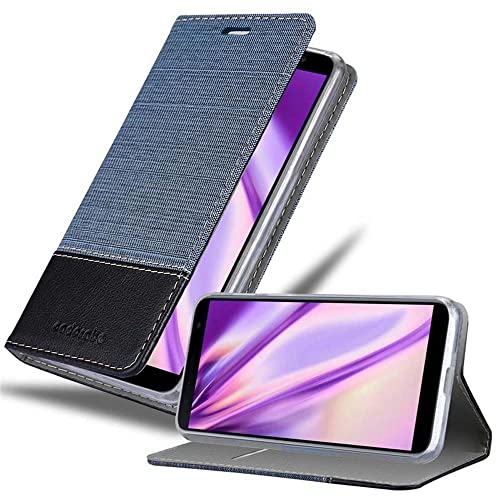 Cadorabo Book Case Compatible with Samsung Galaxy J4 Plus in Dark Blue Black – with Magnetic Closure, Stand Function and Card Slot – Wallet Etui Cover Pouch PU Leather Flip