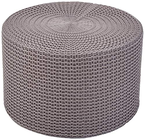 Amazon Basics Chunky-Knit Foam Floor Pouf Ottoman, Gray
