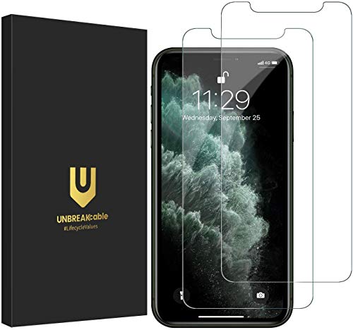 UNBREAKcable Shatterproof Tempered Glass Screen Protector for iPhone 11 Pro Max/ iPhone Xs Max [2-Pack] [99.99% HD Clear] [Easy Installation Frame] [9H Hardness] [Full Coverage] [Bubble Free][ Anti-Fingerprint] for Apple 6.5”