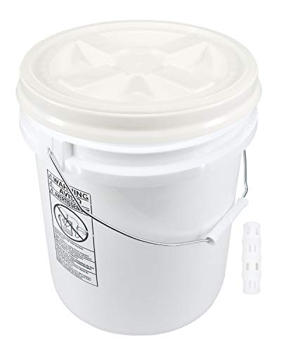Poly Farm 100 mil Extra Heavy Duty 20 Liter (5.28 Gallon) Bucket with Gamma Seal Lid (White)