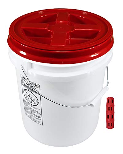 Poly Farm 100 mil Extra Heavy Duty 20 Liter (5.28 Gallon) Bucket with Gamma Seal Lid (Red)