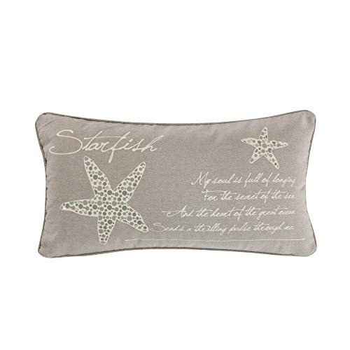 Levtex Home – Kailua – Decorative Pillow (12x24n.) – Starfish – Taupe and Cream – Feather Filled