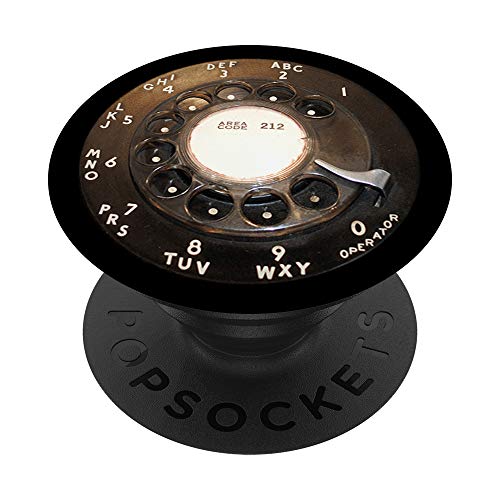 NYC Area Code 212 Black Rotary Retro Phone Dial PopSockets Swappable PopGrip