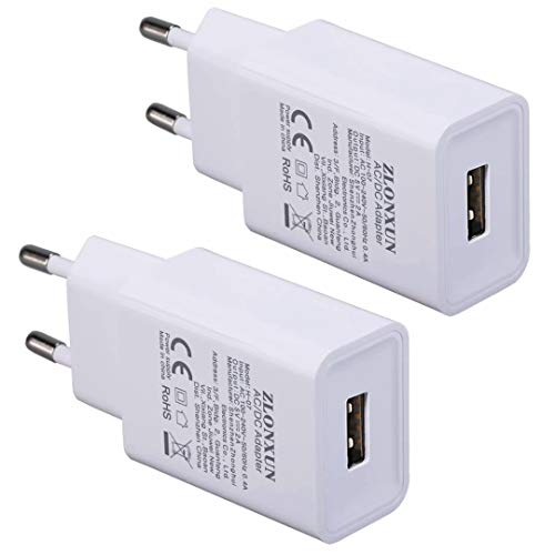 European Charger Adapter 2-Pack 5V/2A EU Charger Plug Power Adapter for iPhone,Samsung Galaxy,Huawei,Xiaomi,LG,Motorola,HTC etc.