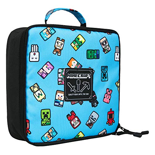 JINX Minecraft Bobble Mobs Insulated Kids School Lunch Box, Blue, 8.5″x 4″
