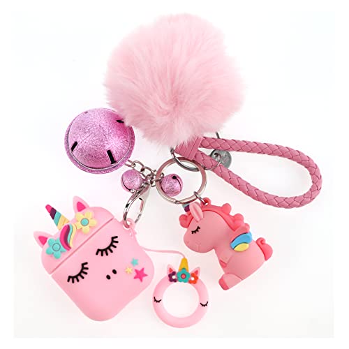 Artibox 3D Cartoon Unicorn Airpods Case, Silicone Cute Airpods Case Cover with Pom Pom Keychain Compatible with Airpods 1/2nd Generation, Best Gift for Women Girls Kids (Unicorn Pink)