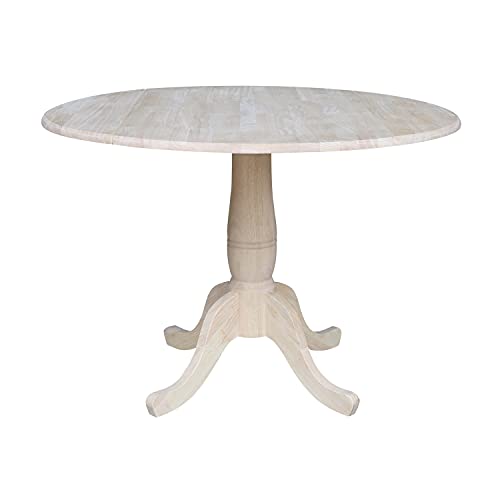 IC International Concepts International Concepts 42″ Round Dual Drop Leaf Pedestal Table-29.5″ H, Unfinished Dining Table, Ready to Finish